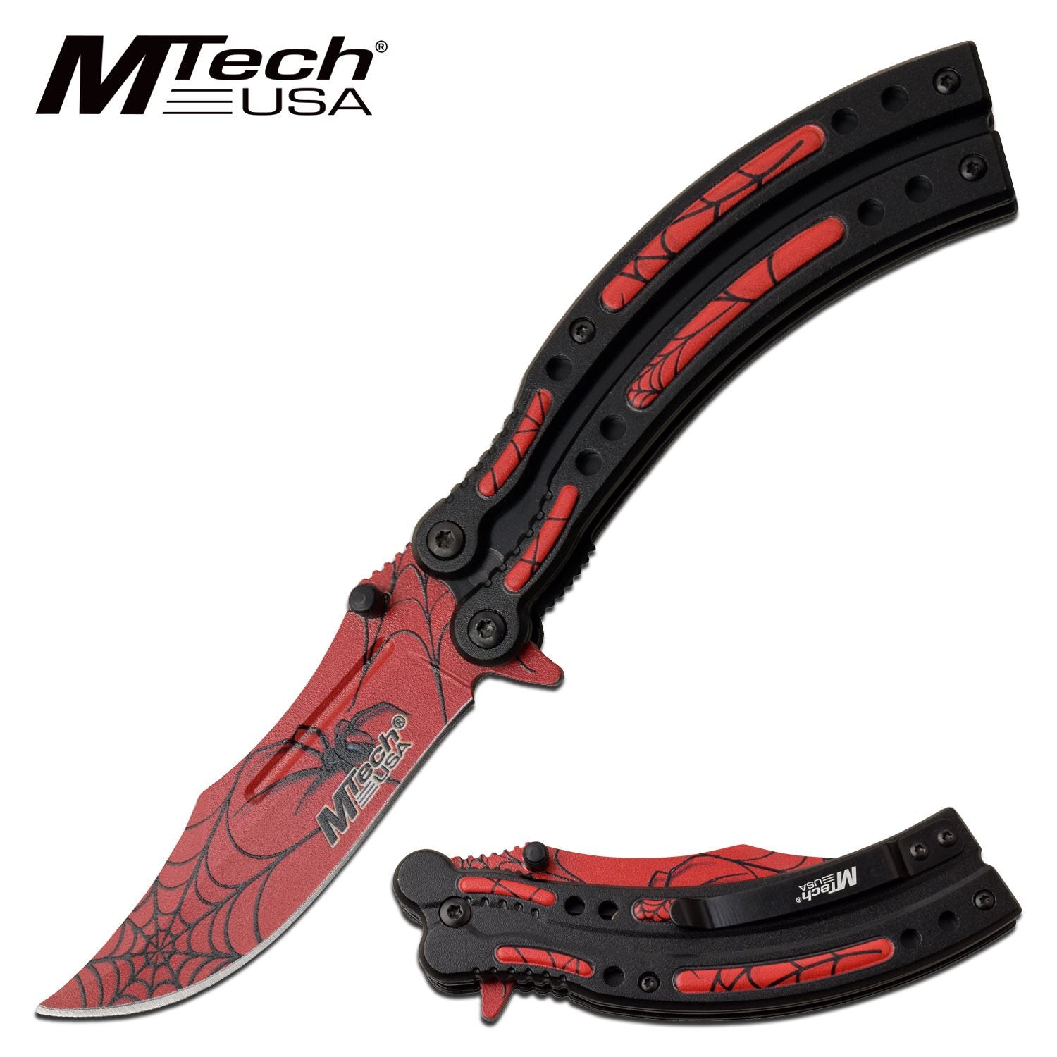 Mtech Pocket Knife Spring Assisted Knife Black Widow Spider Blade - Tophatter's Army Products & Self Defense Collectible Weapons - Tophatter Daily Deals